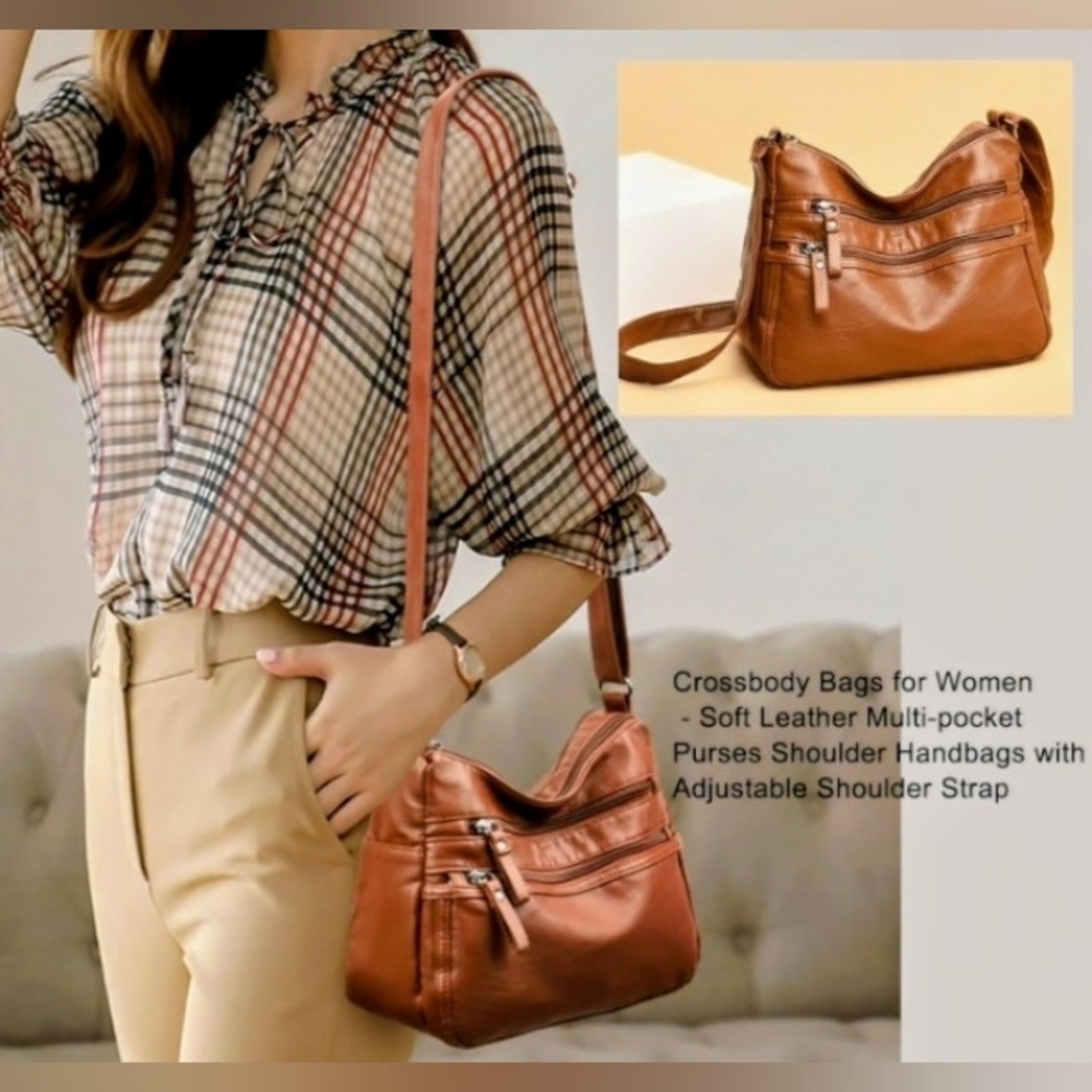 2/$30 Elegant Brown  Crossbody or Shoulder Bag Vegan Leather